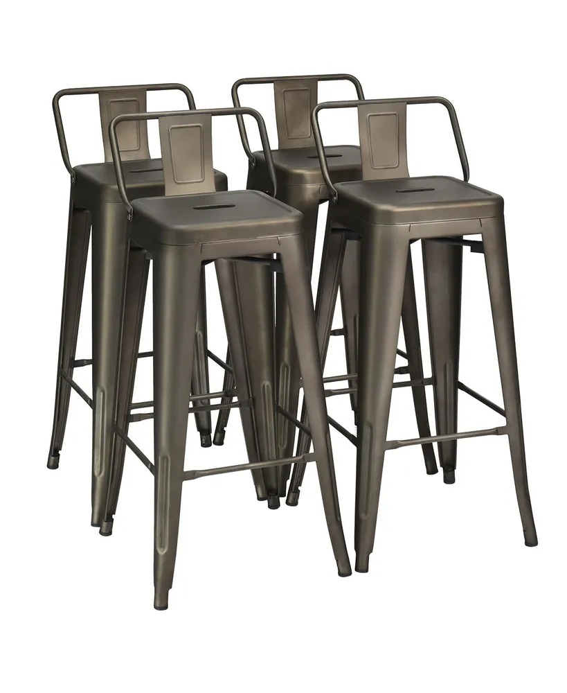 Costway Set of 4 Metal Bar Stools 30'' Bar Height Barstools Industrial