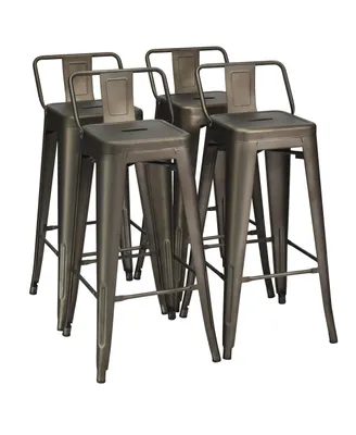 Set of 4 Metal Bar Stools 30'' Bar Height Barstools Industrial