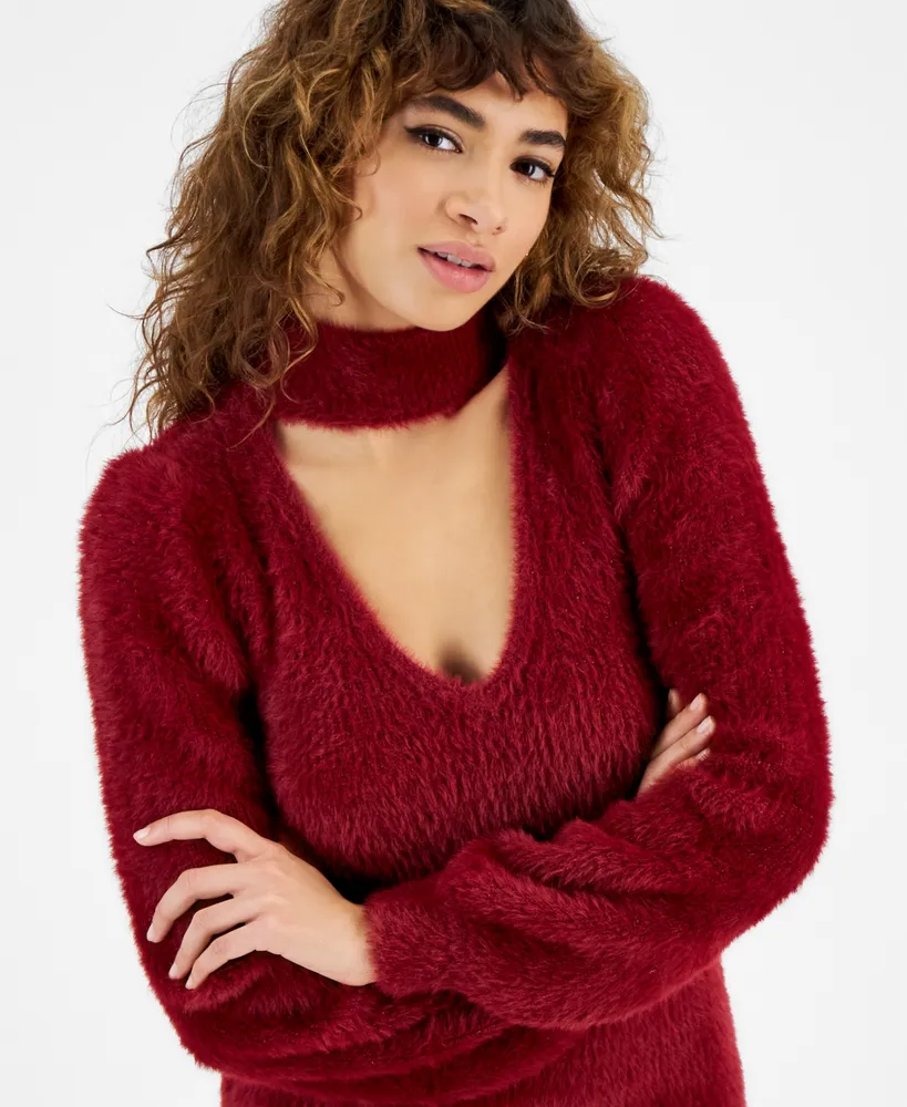 Guess Women's Sadie Eyelash-Knit Sweater Dress
