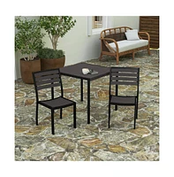 Kersey Outdoor Side Chairs Poly Faux Wood And Metal Patio Deck For All-Weather Use- Set Of 2