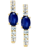 Effy Sapphire (1-1/5 ct. t.w.) & White Sapphire (5/8 ct. t.w.) Small Hoop Earrings in 14k Gold, 0.75"