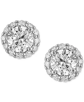 Alethea Certified Diamond Halo Stud Earrings (1 ct. t.w.) in 14k White Gold Featuring Diamonds from De Beers Code of Origin, Created for Macy's