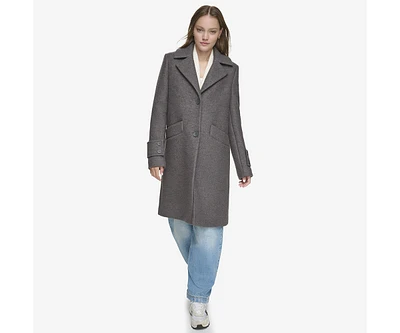 Regine Sb Women's Soft Wool Boucle Coat With Back Vent