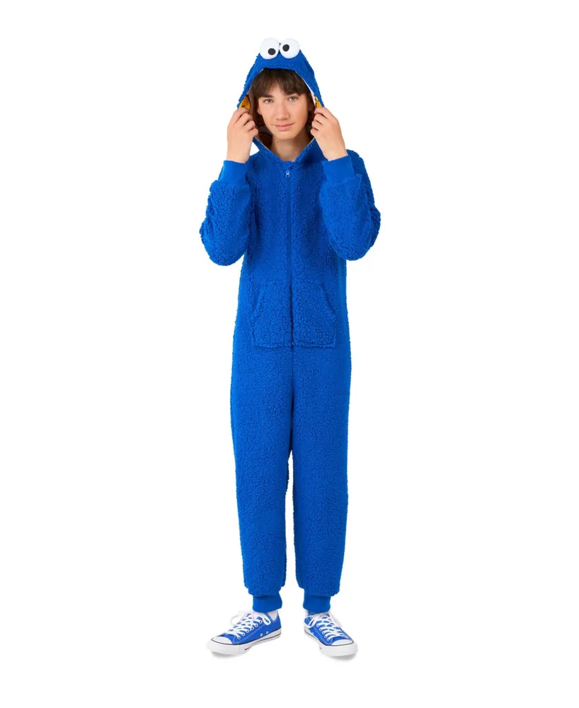 OppoSuits Little Boys Cookie Monster Zip Up Onesie Outfit