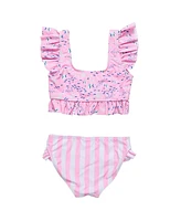 Toddler, Child Girls Pink Sea Frilled Crop Bikini