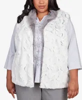 Alfred Dunner Plus Size Point of View Reversible Collared Faux Fur Vest