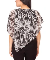 Ny Collection Petite Asymmetrical Poncho Top with Necklace