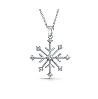 Bling Jewelry Simple Cz Cubic Zirconia Accent Christmas Holiday Party Frozen Winter Snowflake Pendant Necklace For Women For Sterling Silver