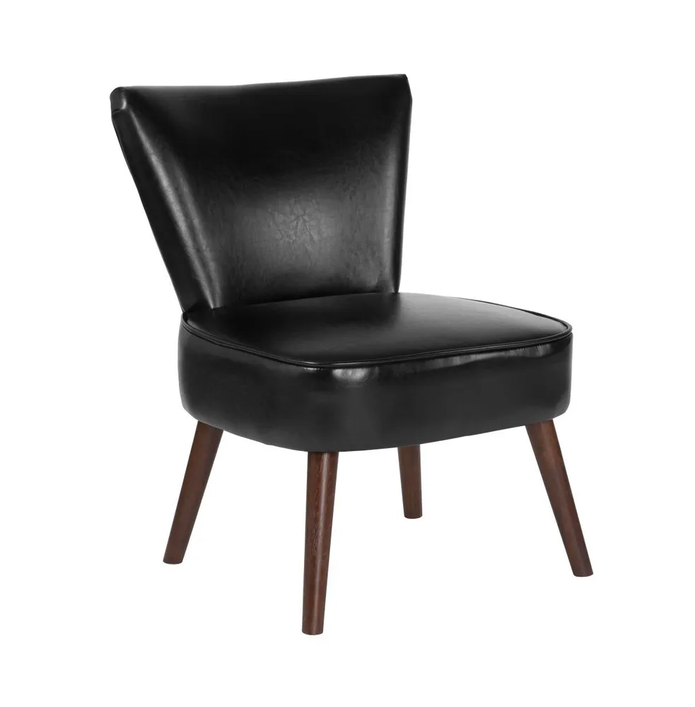 Santino Mid-Back Retro Accent Side Chair With Flared Wooden Legs