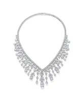 Bling Jewelry Art Deco Style Jewelry Multi Teardrop Cz Statement Spray Bib Collar Necklace For Women