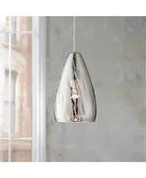 Portico Chrome Mini Pendant Lighting Fixture 5" Wide Modern Vacuum Plated Crackle Glass for Dining Room Living House Home Foyer Kitchen Island Entrywa