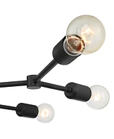 Marco Mid Century Modern Close To Ceiling Light Semi Flush Mount Fixture 26" Wide Sputnik 6-Light Black Branch Arm for Bedroom Hallway Living Room Din