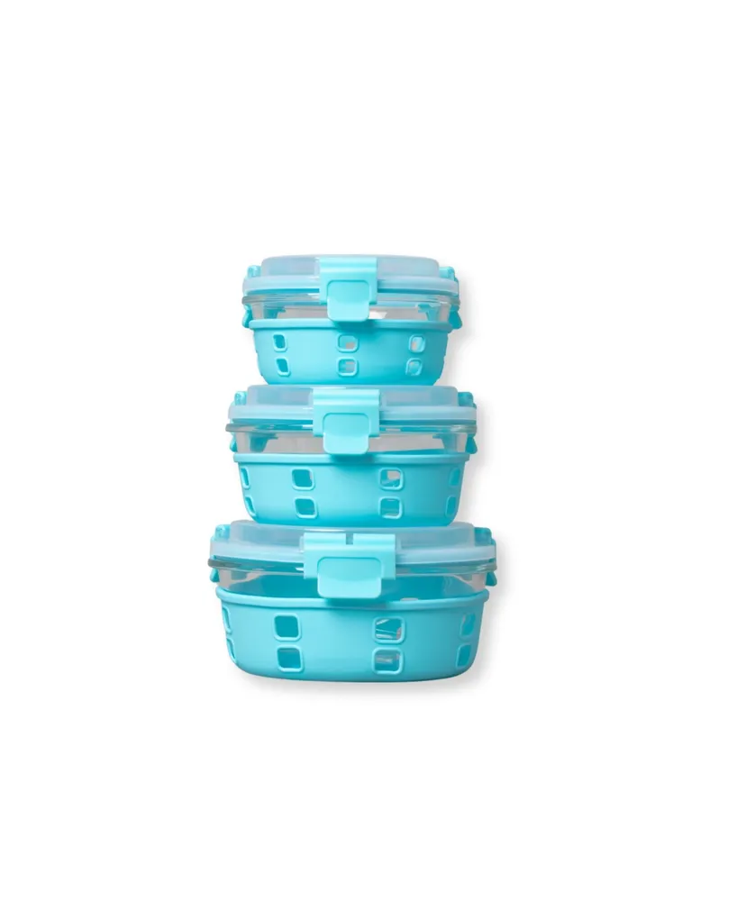Genicook 3 Pc Round Container Hi-Top Lids with Pro Grade Removable Lockdown Levers Silicone Sleeve Set