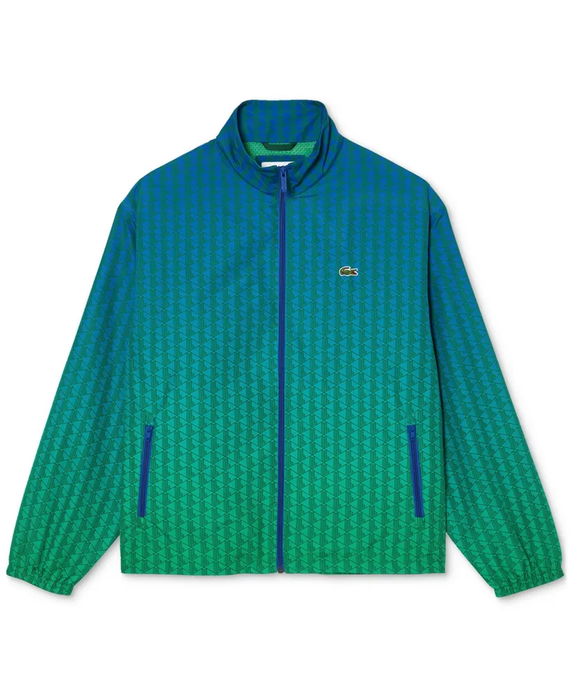 Lacoste Men's Zip-Front Geo Pattern Jacket - Cobalt/calathea