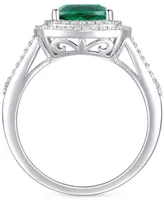 Lab-Grown Emerald (1-1/2 ct. t.w.) and White Sapphire (1/2 Ring Sterling Silver