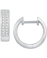 Diamond Double Row Small Huggie Hoop Earrings (1/5 ct. t.w.) in 10k White Gold