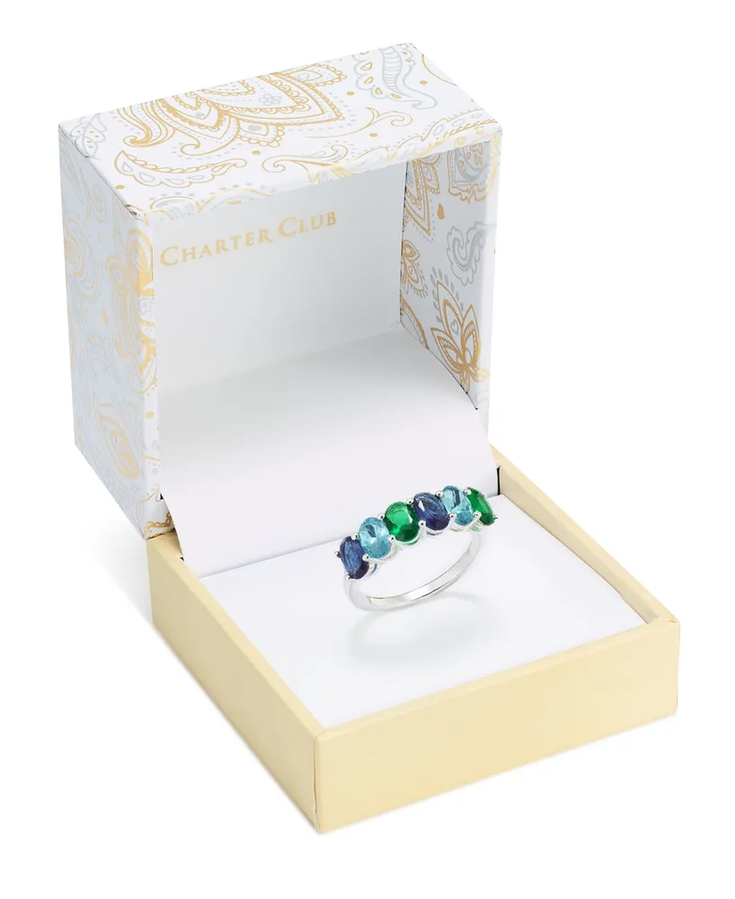 Charter Club Silver-Tone Multicolor Band Ring, Created for Macy's