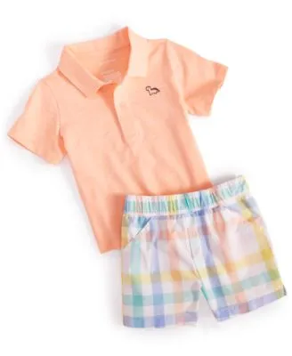 First Impressions Baby Boys Dinosaur Polo Shirt Vacation Plaid Shorts Created For Macys