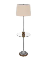 61" Height Floor Lamp with Glass Tray and Wood Accents