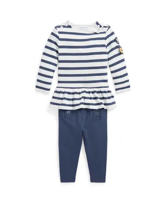 Polo Ralph Lauren Baby Girls Striped Jersey T-shirt and Leggings Set