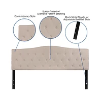 Arched King Button Tufted Upholstered Headboard