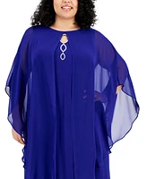 Connected Plus Cape-Overlay Sheath Dress