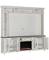 96" Dawnwood 3PC Tv Console Set (96" Console, Hutch and Fireplace)