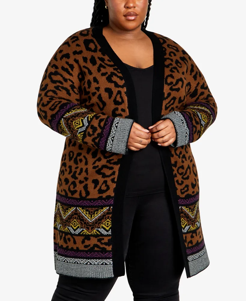 Avenue Plus Lori Animal Coatigan Sweater