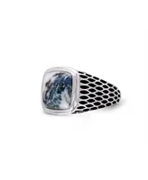 LuvMyJewelry Tree Agate Gemstone Sterling Silver Men Signet Ring Black Rhodium