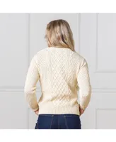 Hope & Henry Women's Cable Knit Fisherman Sweater