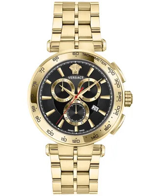 Versace Men's Swiss Chronograph Aion Gold Ion Plated Stainless Steel Bracelet Watch 45mm