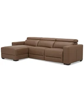 Nevio 115" 3-Pc. Leather Sectional with 2 Power Recliners, Headrests and Chaise, Created For Macy's