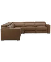 Nevio 124" 5-Pc. Leather Sectional with 2 Power Recliners and Headrests, Created For Macy's