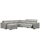 Nevio 124" 5-Pc. Leather Sectional with 2 Power Recliners, Headrests and Chaise, Created For Macy's