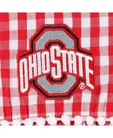 Girls Infant Garb Scarlet, White Ohio State Buckeyes Teagan Gingham Ruffled Romper