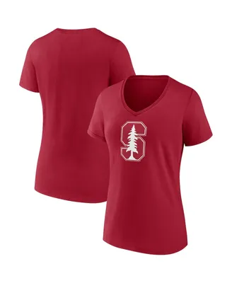 Women's Fanatics Cardinal Stanford Cardinal Evergreen Logo V-Neck T-shirt