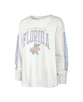 Women's '47 Brand White Distressed Florida Gators Statement Soa 3-Hit Long Sleeve T-shirt