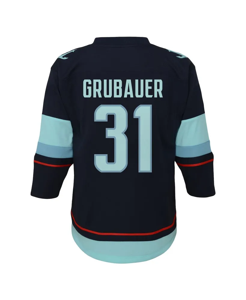 Infant Boys and Girls Philipp Grubauer Deep Sea Blue Seattle Kraken Home Replica Player Jersey