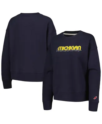 Women's League Collegiate Wear Navy Michigan Wolverines Boxy Pullover Sweatshirt