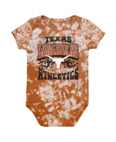Newborn and Infant Boys Girls Texas Orange Distressed Longhorns Lil Rocker Tie-Dye Bodysuit