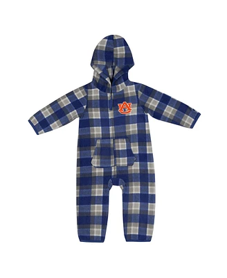 Infant Boys and Girls Colosseum Navy, Gray Auburn Tigers Farays Plaid Full-Zip Hoodie Jumper