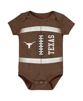 Newborn and Infant Boys and Girls Brown Texas Longhorns Catch Me Football Bodysuit