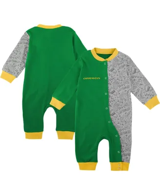 Newborn and Infant Boys and Girls Green Oregon Ducks Playbook Two-Tone Full-Snap Jumper