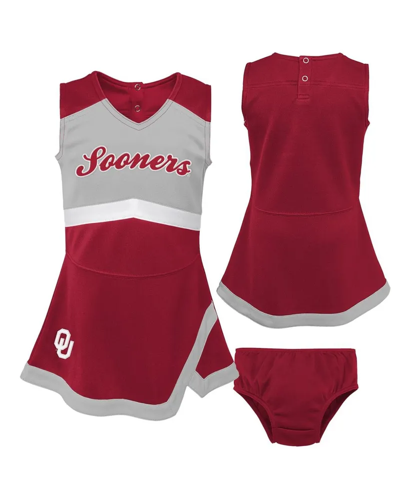 Girls Toddler Crimson, Gray Oklahoma Sooners Two-Piece Cheer Captain Jumper Dress and Bloomers Set