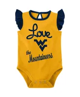 Girls Newborn and Infant Navy, Gold West Virginia Mountaineers Spread the Love 2-Pack Bodysuit Set