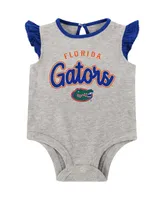 Girls Newborn Heather Gray Florida Gators All Dolled Up Bodysuit, Skirt and Bootie Set