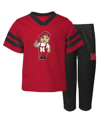 Toddler Boys and Girls Scarlet Nebraska Huskers Two-Piece Red Zone Jersey Pants Set