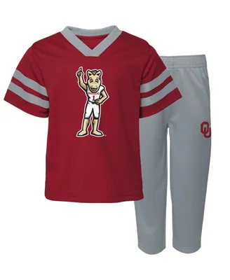 Toddler Boys and Girls Crimson Oklahoma Sooners Two-Piece Red Zone Jersey Pants Set