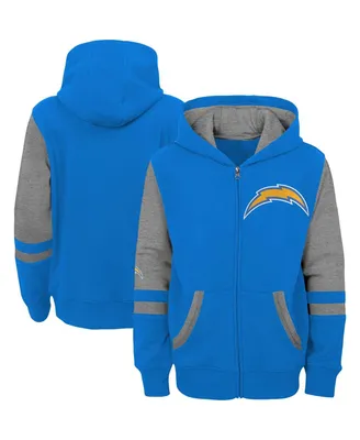 Big Boys Powder Blue Los Angeles Chargers Colorblock Full-Zip Hoodie