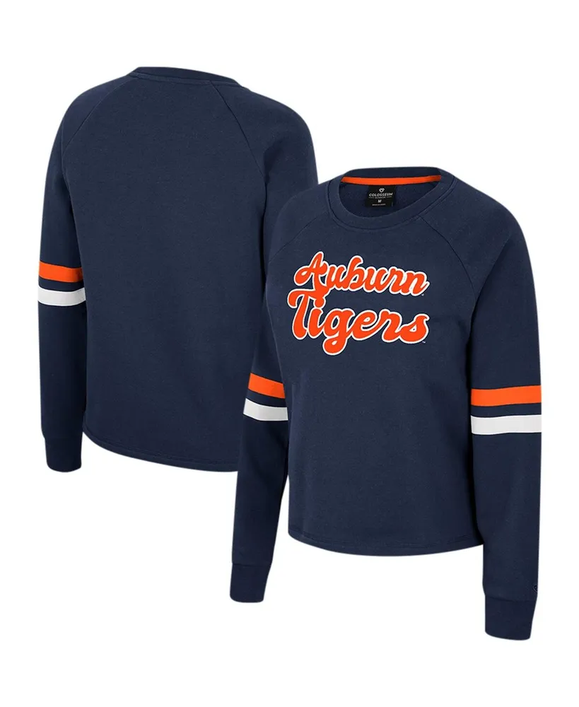 Women's Colosseum Navy Auburn Tigers Talent Competition Raglan Pullover Sweatshirt